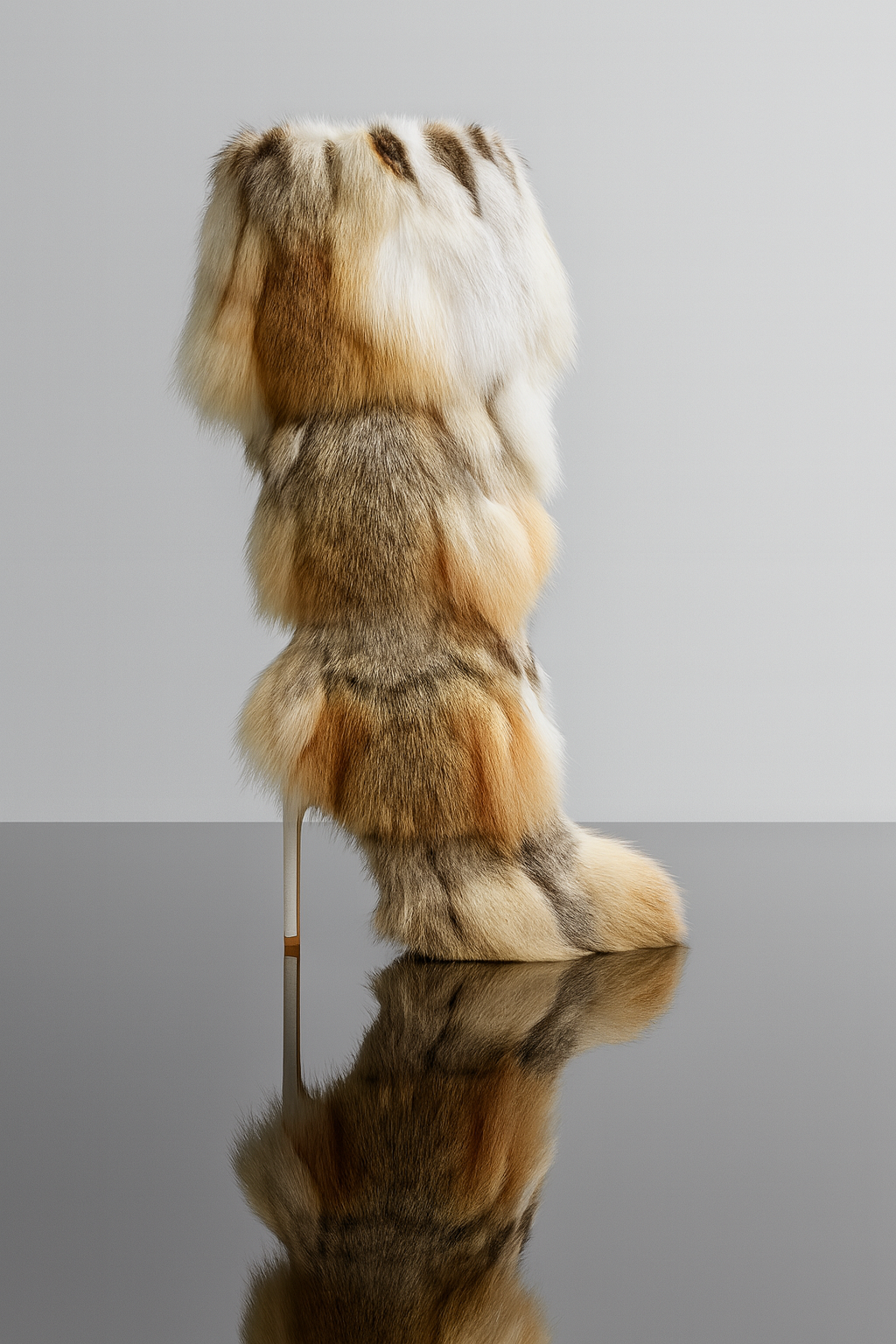 Hottie Color-Block Faux Fur Stiletto Pointed Toe Mid-Calf Boots