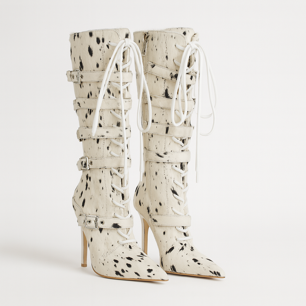 Hottie Buckled Deer Faux Fur Knee High Boots