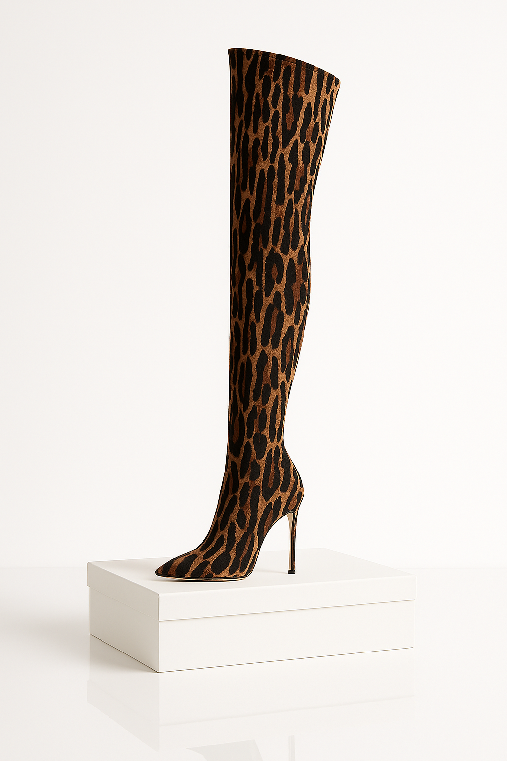 Hottie Leopard Print Pointed Toe Stiletto Over-The-Knee Boots